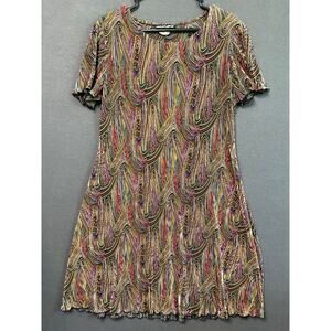 Vintage SHIRAIDE California Dress Size 12 Abstract Swirl Puff Hem Retro